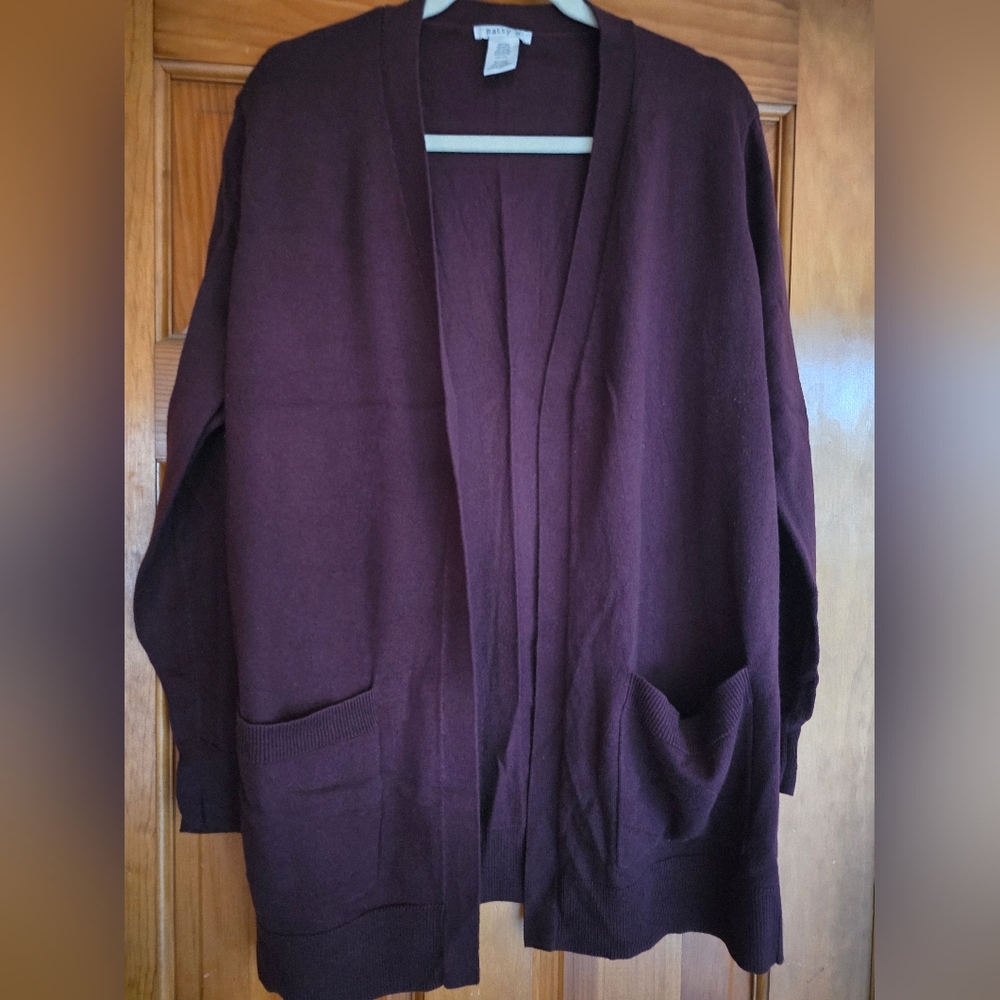 Womens XXL Matty M Open Front Cardigan EUC Burgundy